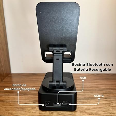 Soporte para teléfono con bocina Bluetooth