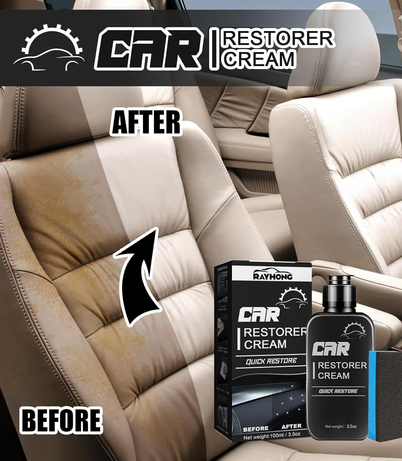 Crema restauradora de automóvil, cuidado del cuero, plástico, tablero, restauración rápida de paneles.