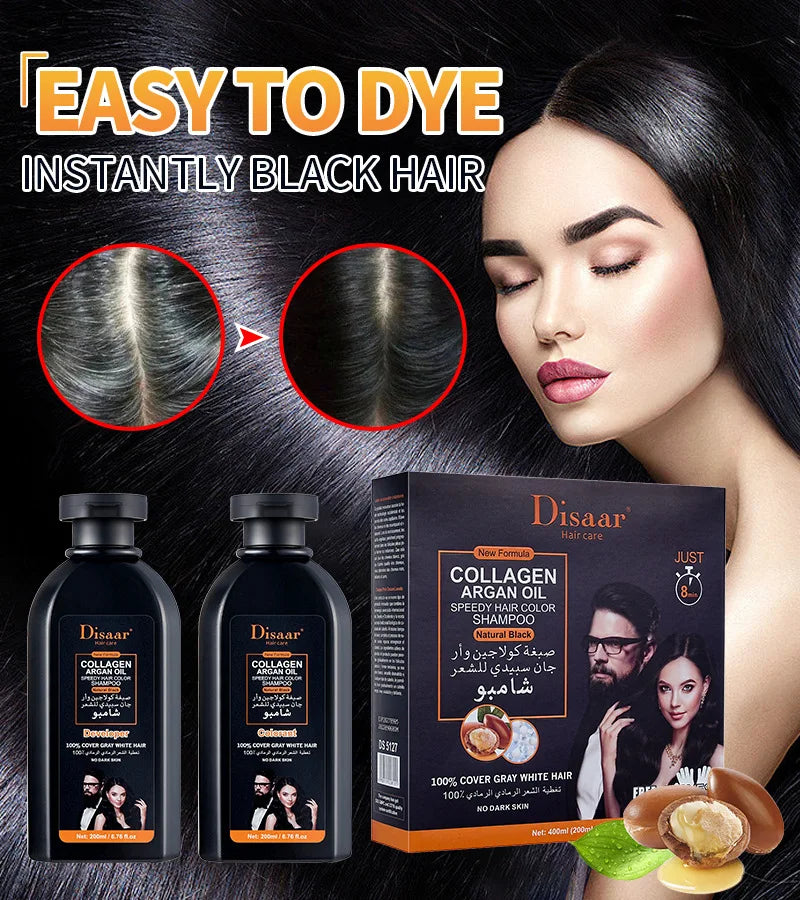 Shampoo cubre canas Cabello negro al instante
