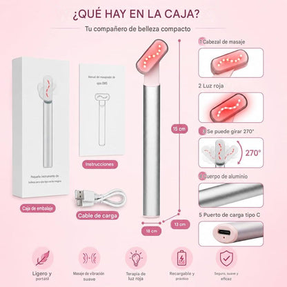 Varita magica de terapia con luz led, para ojos, rostro y cuello masajeador facial skin care viene con un serum de regalo