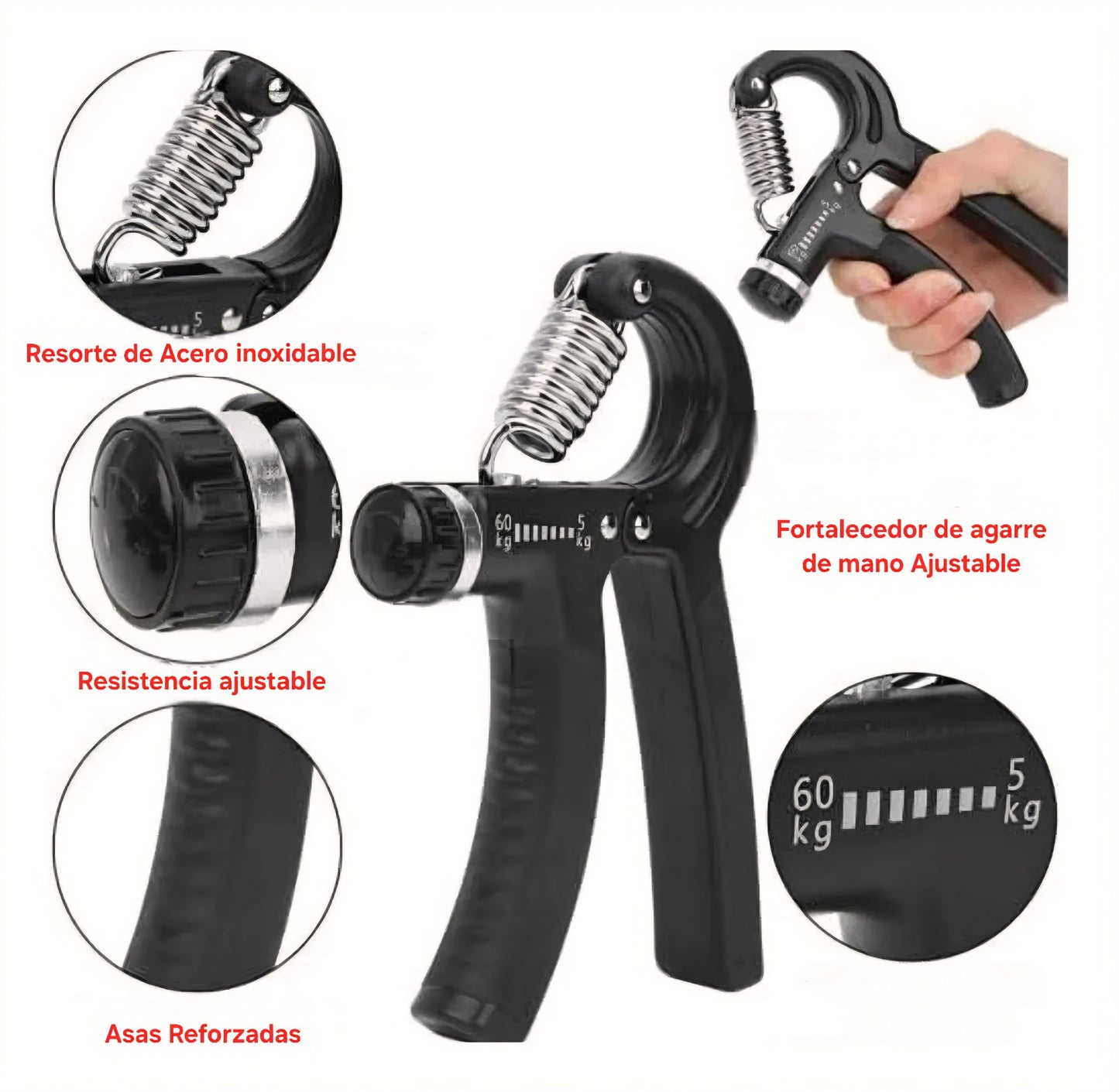Súper ejercitador de mano con Resistencia ajustable.