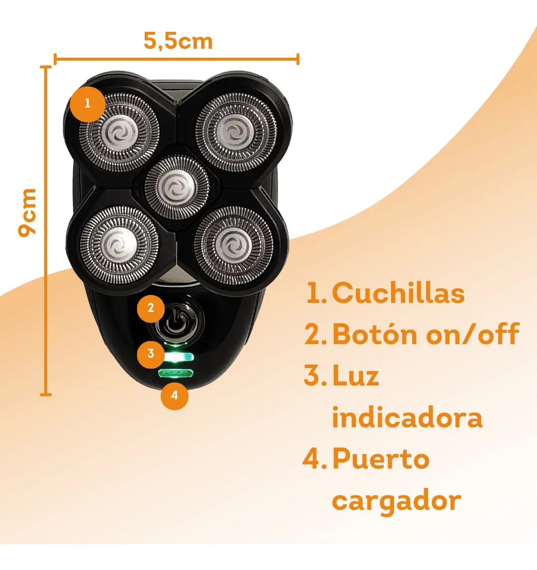 Máquina Recargable de Afeitado para Hombre