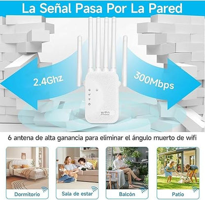 Amplificador Wi-Fi con 6 Antenas Externas