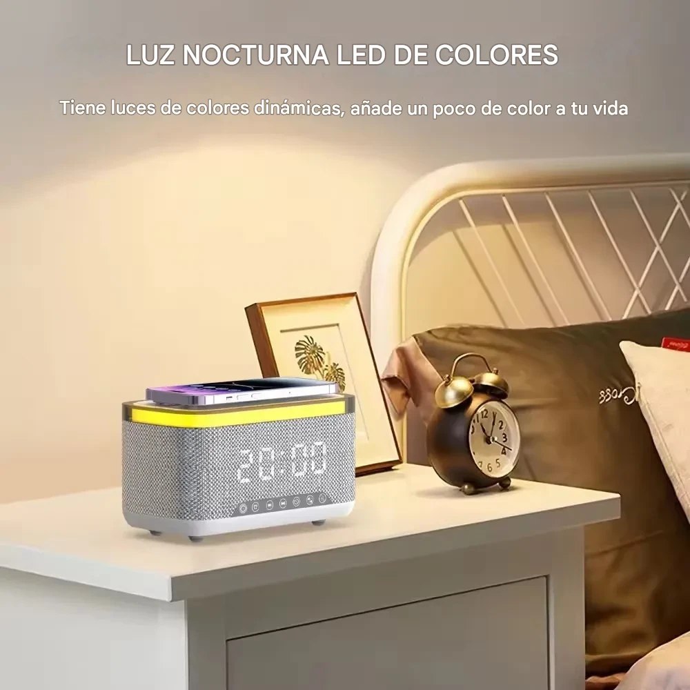 Bocina bluetooth LED con alarma integrada