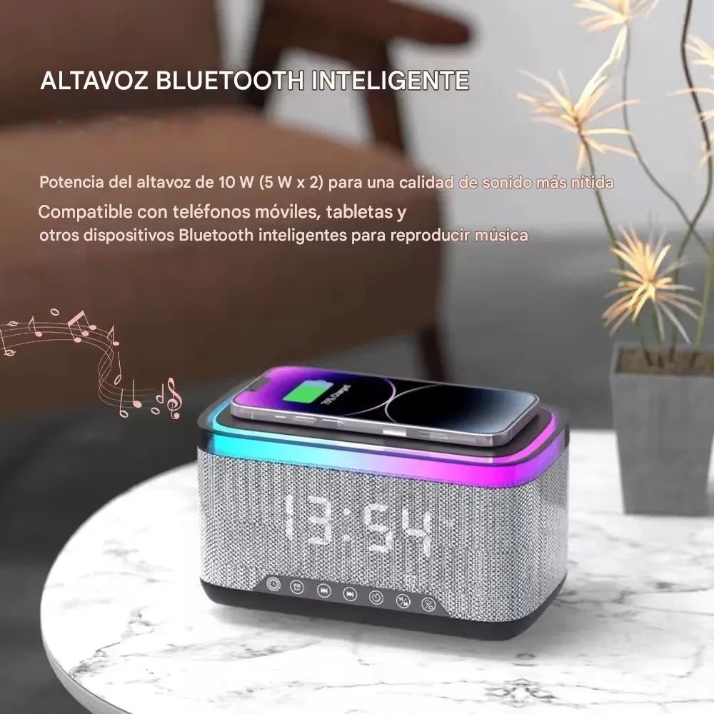 Bocina bluetooth LED con alarma integrada